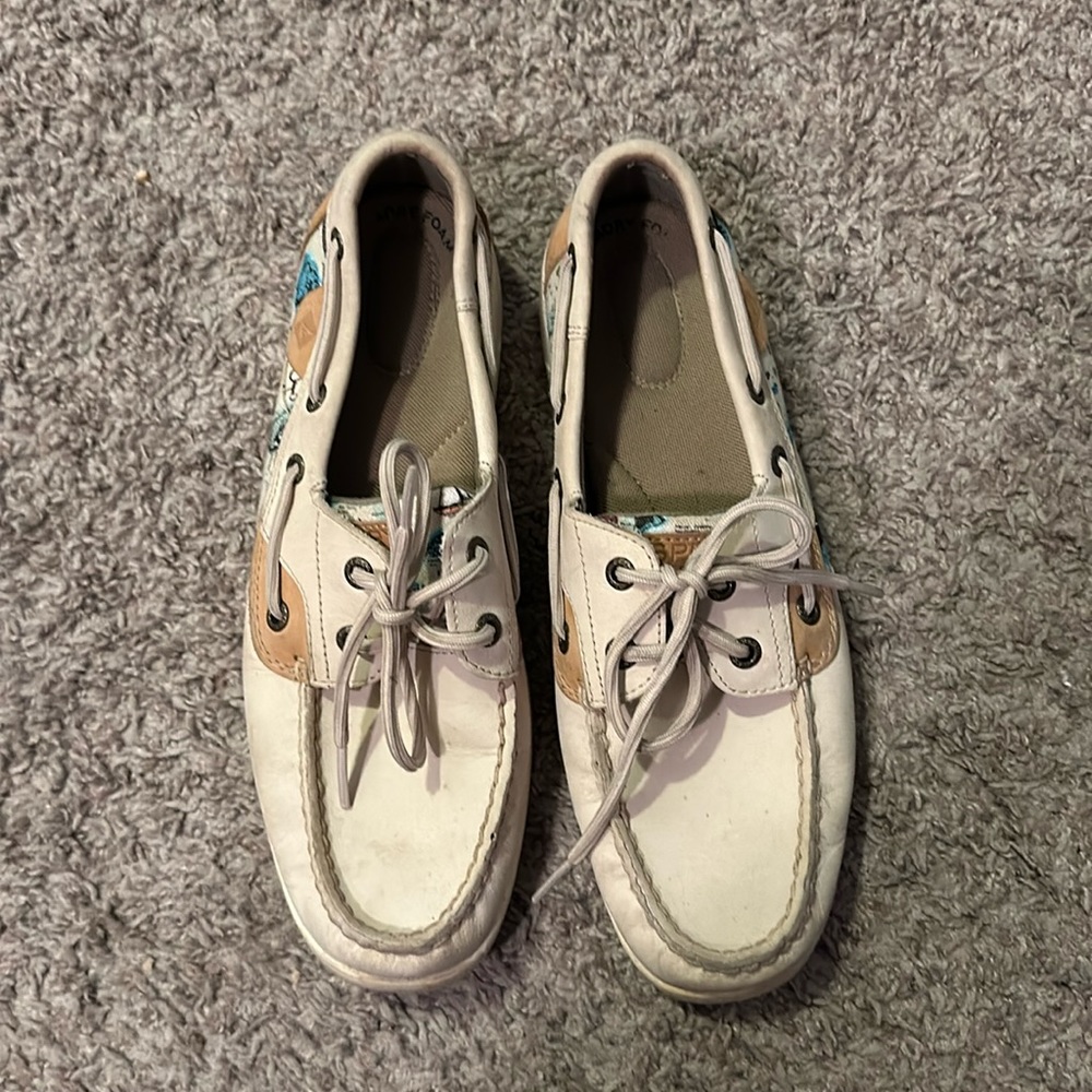 Sperry Tan leather‎ and Linen shoes / Size 9M / Zz-13
